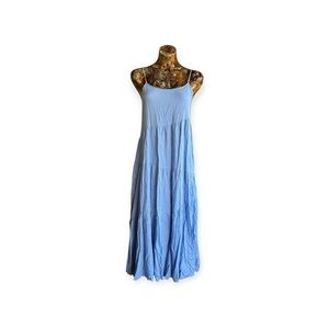 Anrabess maxi dress sleeveless spaghetti straps small blue layer